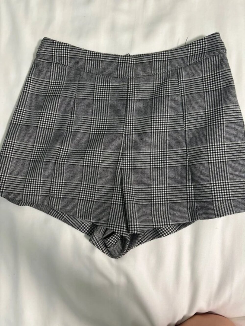 High waisted, black and white checkered Windsor shorts